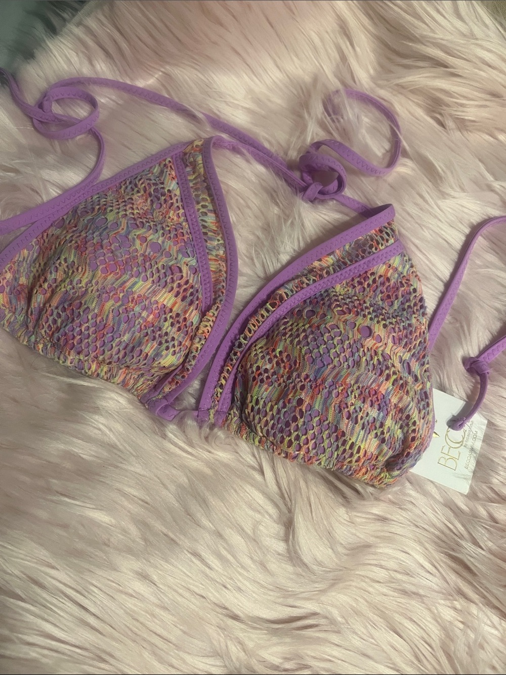 BECCA Lavender Multicolor Triangle Bikini Top
